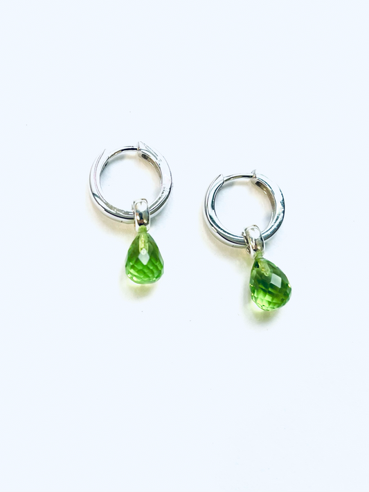 Peridot silver earclips